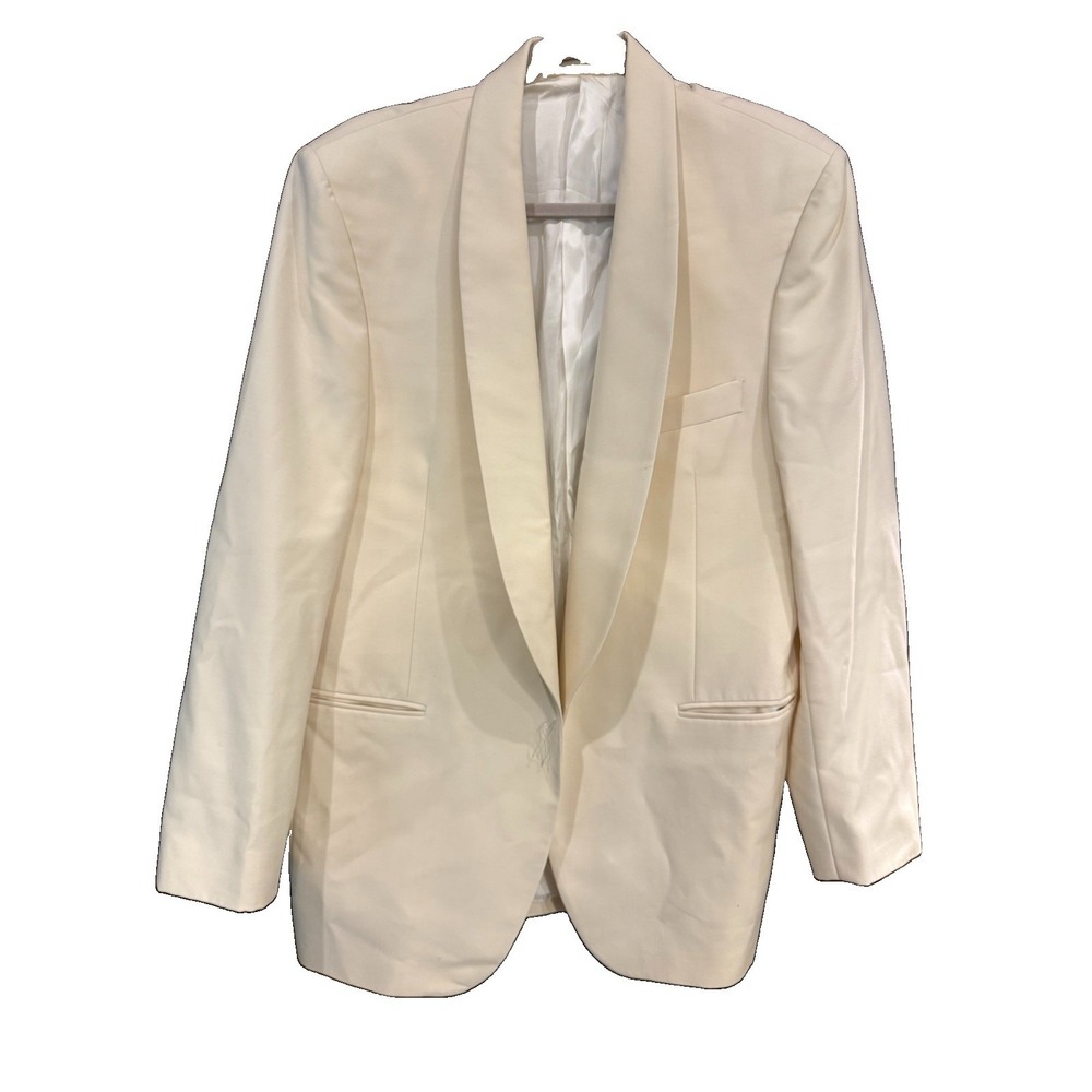 VTG Austin Reed Ivory Wool Shawl Collar Dinner Jacket Blazer 40R Tuxedo